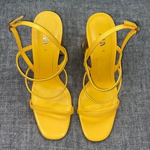 Zara Yellow strap up heels